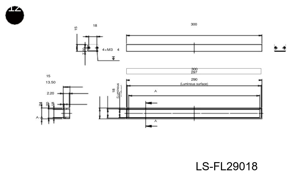 300 x 15 mm nicht standardisierte Flächenleuchten (LS-FL29018)
